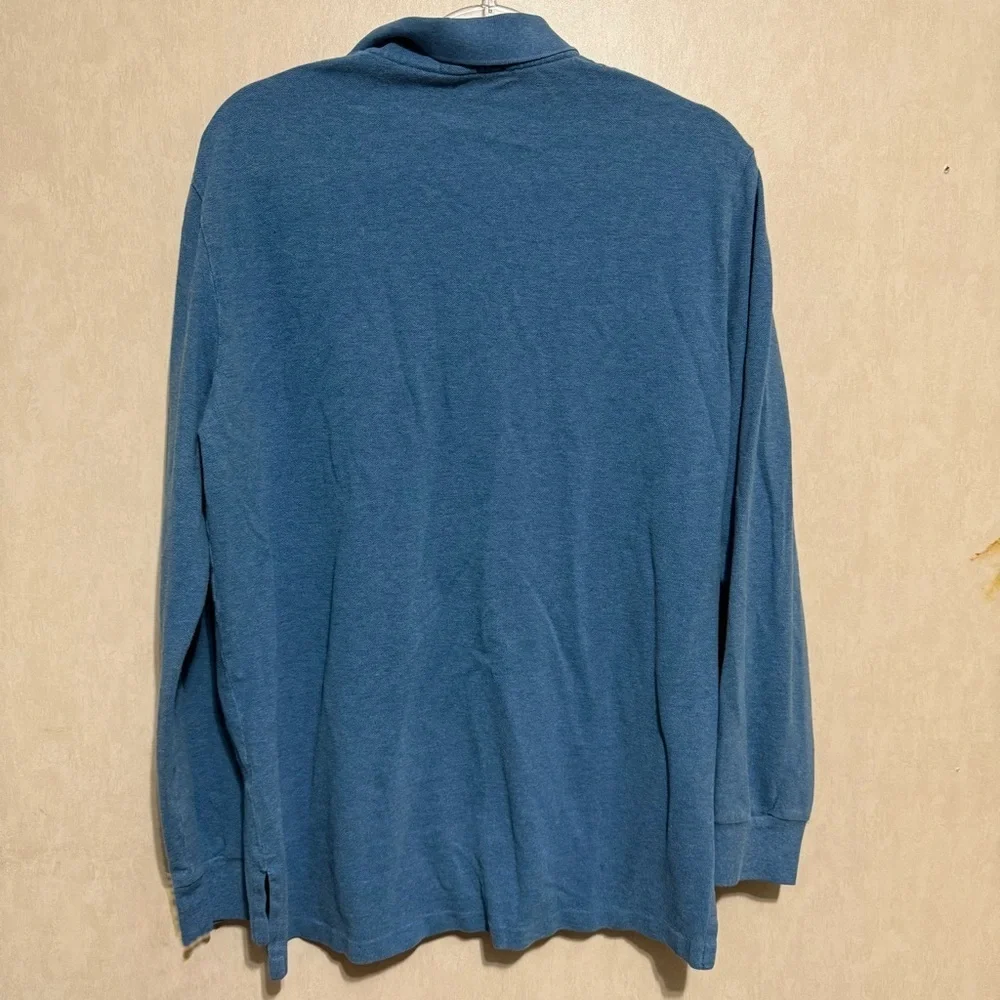 Polo Ralph Lauren Blue Orange Pony Cotton Long Sleeve Polo Shirt